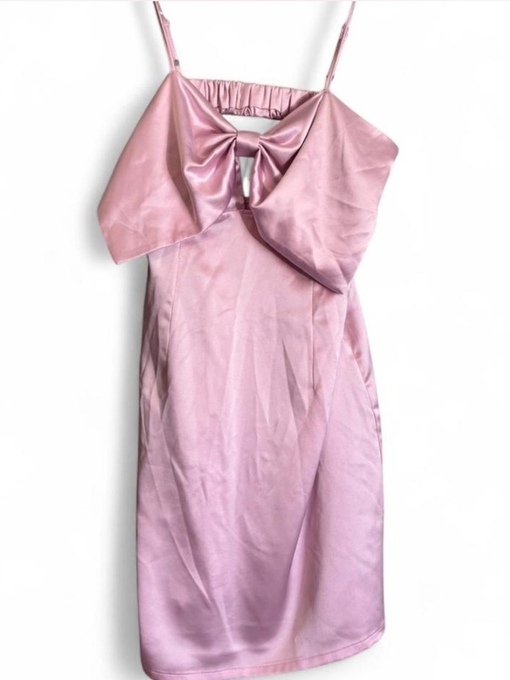 wild fable Pink Satin Bow-Front Mini Dress
